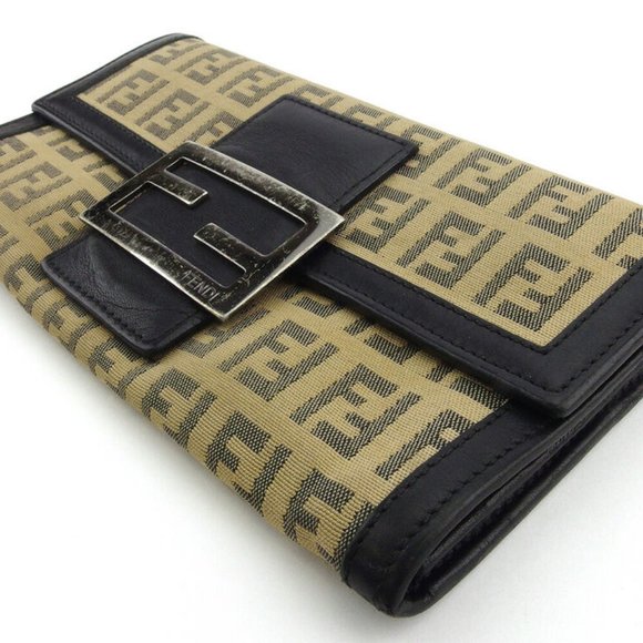 FENDI wallet Zukkino beige canvas �~ leather Authentic used - Picture 3 of 9